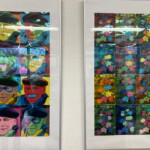 Bild links: „Foerster meets Warhol", Porträt des Gärtners im Pop Art Stil, Klasse 3 C
Bild rechts: „Lieblingsblume Rittersporn", Collage frei nach Andy Warhol, Klasse 3B